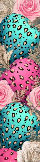 Free strawberry bookmark featuring bold pastel strawberries in pink and blue